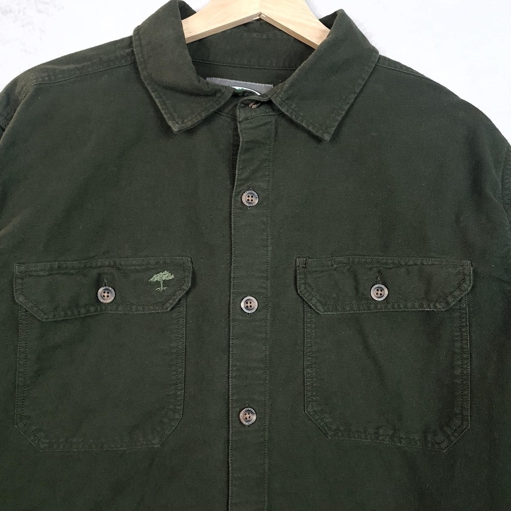 Arborwear Shirt Mens Large Green Timber Chamois Long Sleeve Button Up Workwear